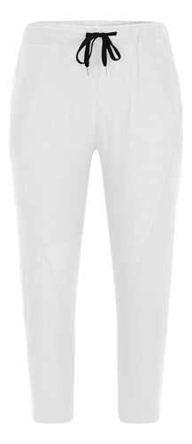 Pantalón Corto Para Hombre, Color Liso Y Cordón De Lino, Est