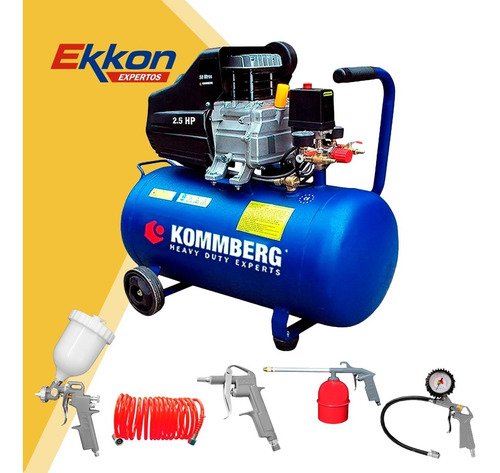 Imagen 4 de 8 de Compresor De Aire 50 Lts 2.5hp Ekkon + Kit X 5 +envio Gratis