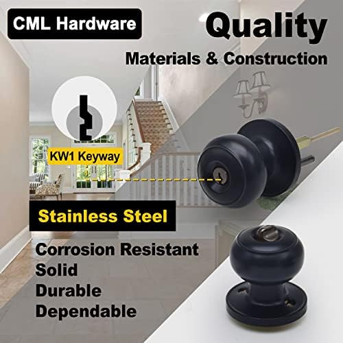 Cml Hardware Perilla De Puerta De Entrada Con Llave Negra Ma