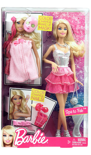 Barbie Spa To Fab Make Up Mask & Nails Change Color