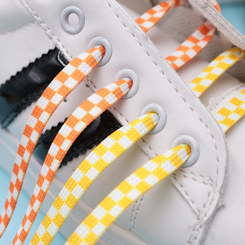 Cordones Planos De Dos Colores Modernos Con Estampado A Cuad