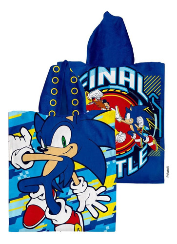 Poncho De Toalla Piñata Toallon C/ Capucha Disney Vs Modelos Sonic