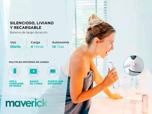 Imagen 5 de 10 de Ducha Bucal Irrigador Dental Maverick Blanqueamiento 1400mah