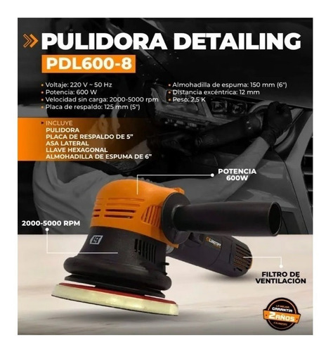 Pulidora Roto Orbital 600w Car Detailing 5 PuLG Lusqtoff