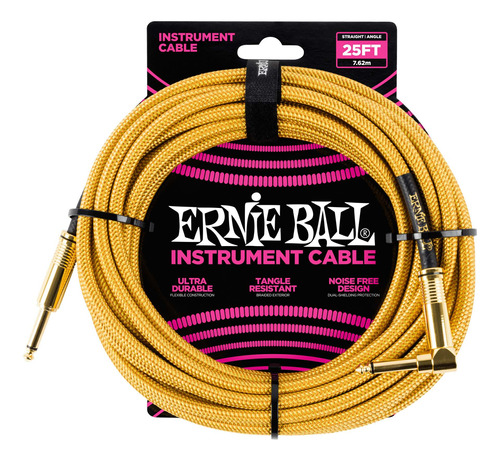 Cable Ernie Ball Para Instrumento 7.62 Mts. Ang./rec. 6070