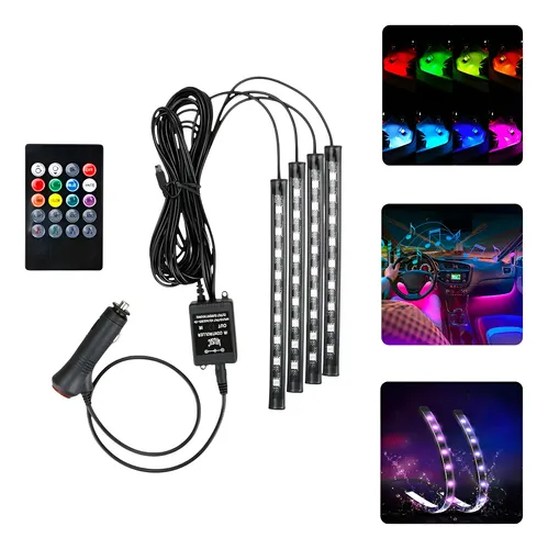 Kit Iluminação Interior Carro Luz 09 Leds Rgb C/controle 12v