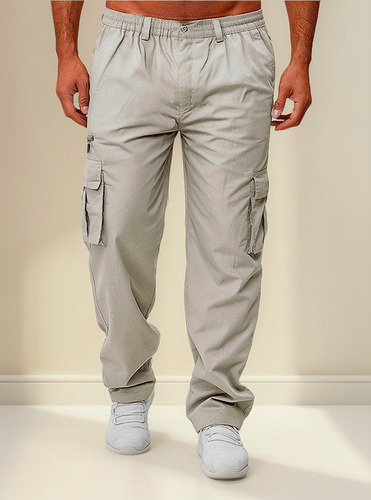 Pantalones Cargo Hombre Jogger Twill Elastane Puños Elástico
