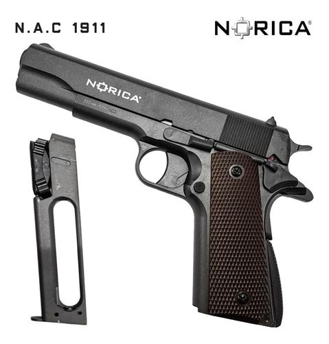 Imagen 4 de 10 de Pistola Co2 Norica Full Metal Plomo 4,5 Estuche Accesorios
