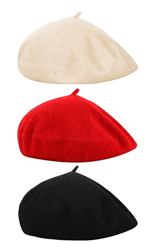 Gorros Sombreros Y Boinas 3 Piezas Boina Roja Talla Única