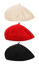 Comprar Gorros Sombreros Y Boinas 3 Piezas Boina Roja Talla Única