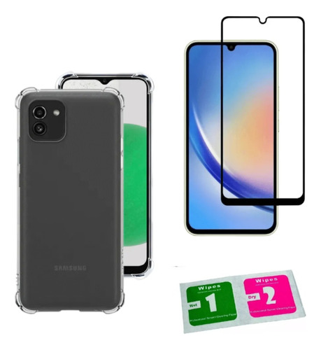 Capa Capinha + Película 3d Para Samsung A03 + Kit Limpa Tela