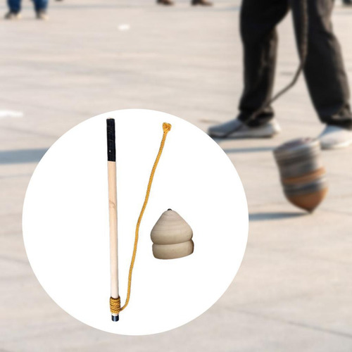 Trompos De Madera Clásicos Con Punta Resistente Y Varillas