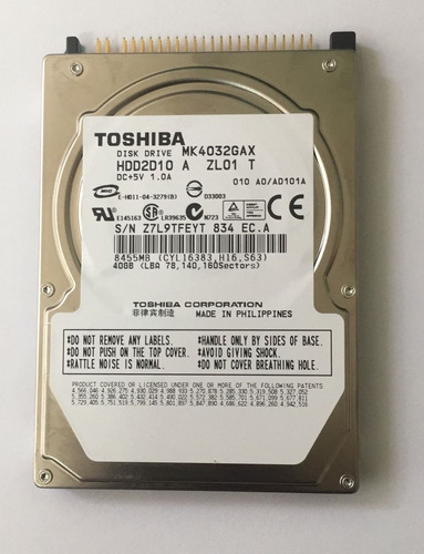 Toshiba 40gb 5.4k 8mb Ide Ata 2.5'' Mk4032gax Disco Portatil