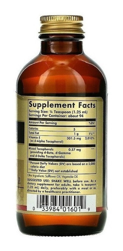 Solgar | Natural Liquid Vitamin E | 4oz 118 Ml | 94 Servings