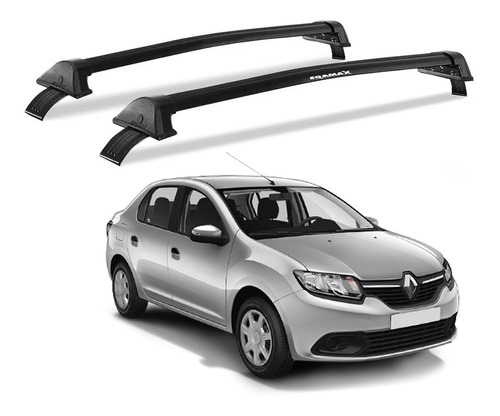 Rack De Teto Eqmax Alumínio Preto Renault Logan 2015 A 2019