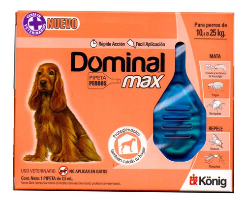 Pipeta Antipulgas Dominal Max 10 A 25kg + Snacks