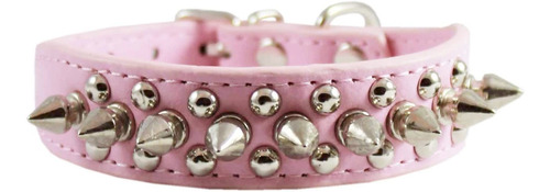 8 -10  Rosa Piel Sintetica Spiked Studded Perro Collar 7/8 