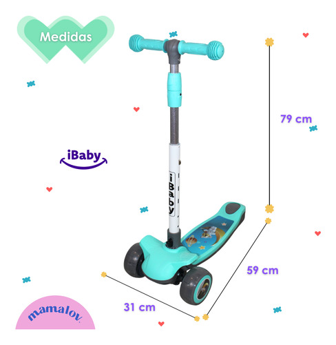 Scooter De Pie Plegable Con Música De 2 A 12 Año Ibaby Cyber