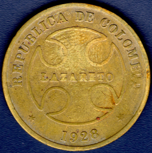 50 Centavos 1928 Moneda De Colombia Lazareto