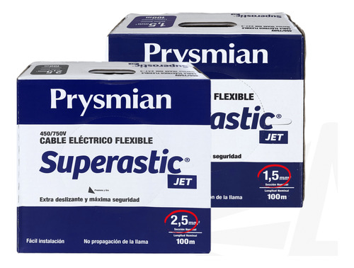 Cable Unipolar Superastic Prysmian 2.5 X100mts Y 1.5 X100mts