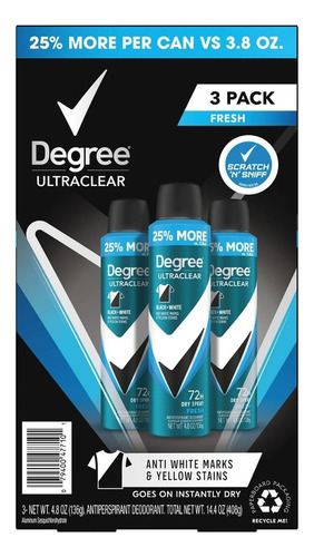 Degree Men Antiperspirant Dry  Black + White (3 Pk.) Fragancia MotionSense