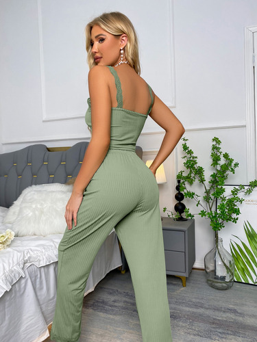 Pijama Mujer Encaje Tirantes Elástica Cómoda 2p Versátil
