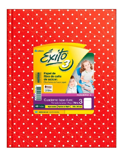 Cuaderno Exito E3 Td Forrado Lunares 48 Hojas Rayada 19x24  