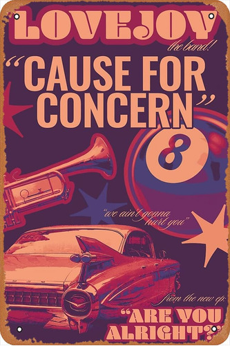 Póster Retro Lovejoy De Cause For Concern, Metal, Lata Vinta