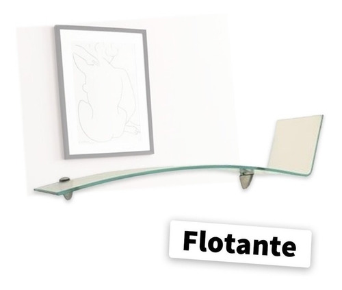 Estante Flotante Curvo Tilde Vidrio Temp 1,10x0,30cm