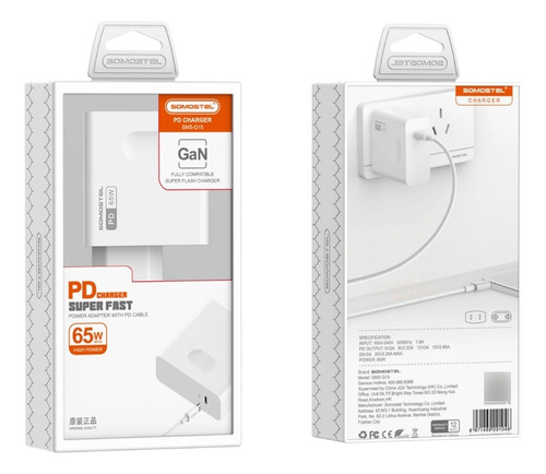 Cargador Super Rapido 65w Sms-q15 Somostel Tipo C - Ios Appl