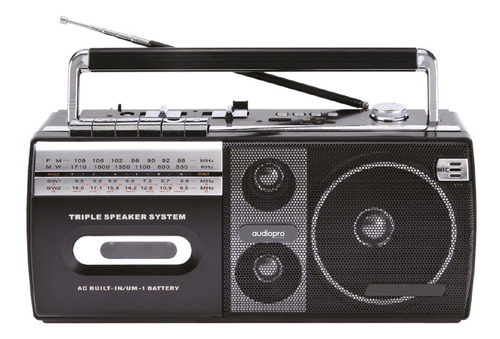 Radio Grabadora Audiopro Cassette Retro Bt Am/fm/sw Ap02077
