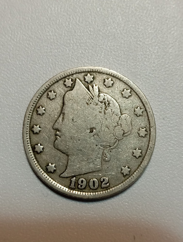 Moneda Estados Unidos 5 Cents 1902 (&153. (Usado)