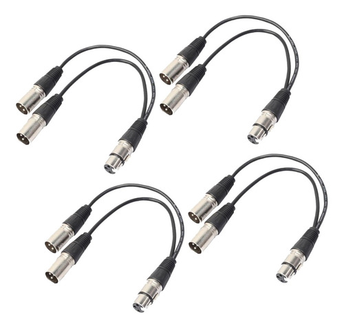 4 Piezas 3 Pines Xlr Hembra A Doble Macho Y Cable Adaptador