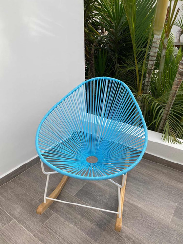 Silla Acapulco Mecedora Mimbre Plástico Tejido Artesanal