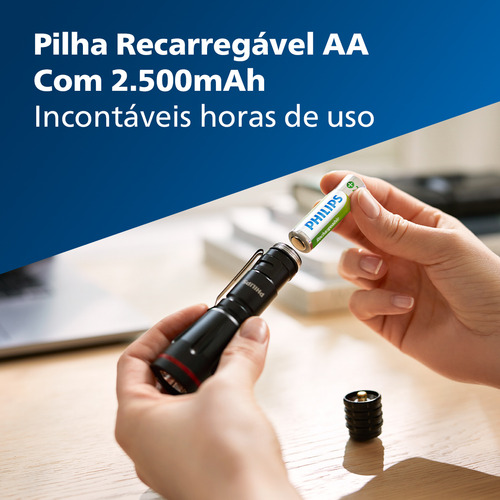 Kit 4 Pilhas Recarregaveis Aa Philips 2500mah - Envio Turbo