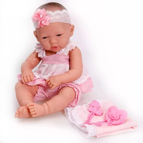 Boneca Bebe Ninos Recem Nascida + Certidão Tipo Reborn