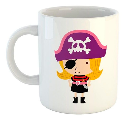 Taza De Ceramica Girl Pirate Pirata Niña Dibujo Caricatura