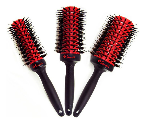 Set Cepillos Profesional Para Cabello De Cerda Mixta Sensei Rojo