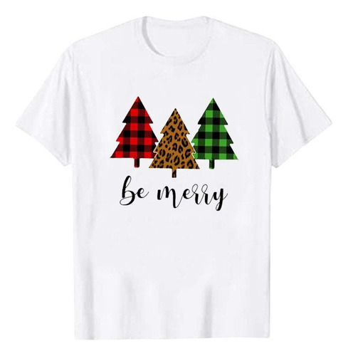 Camiseta Navidad Para Mujer Camista Manga Corta Casual Blusa