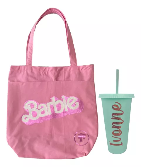 Kit Tote Bag Tipo Barbie Y Vaso Starbucks Personalizado