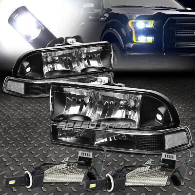Black Housing Headlight+clear Signal+6000k White Led Sys Oad