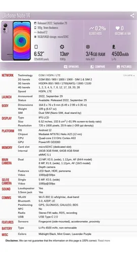 Ulefone Note 14 3gb 16gb Dual Sim Duos