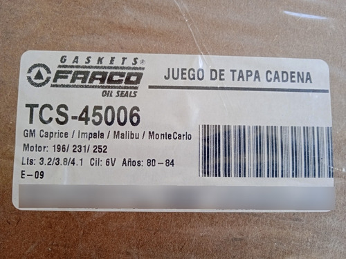 Imagen 4 de 7 de Empacadura Tapa Cadena Chevrolet M196/252 V6 (80-84) Fraco