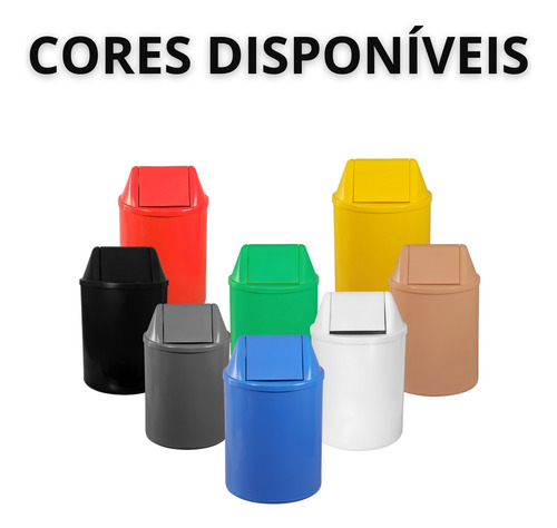 Lixeira Plástica 12l Com Tampa Vai-vem 12 Unidades Jsn