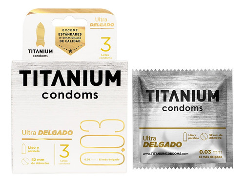 Condones Preservativos Titanium Ultradelgado Liso Sensitivo