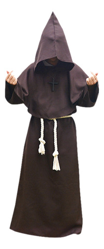 Disfraz De Sacerdote Con Capucha Para Halloween Con Collar Y