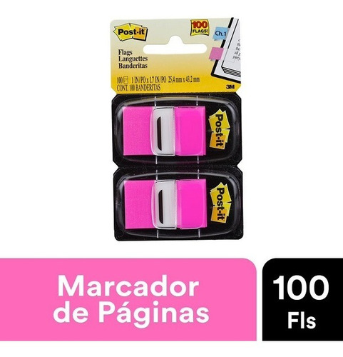 Bloco Adesivo Post-it 3m Flags Colorido Com 100 Folhas Cor Rosa