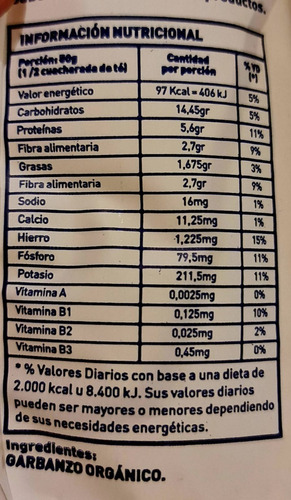 Harina De Garbanzo Orgánico Gluten Free X 450 Gr -dicomere