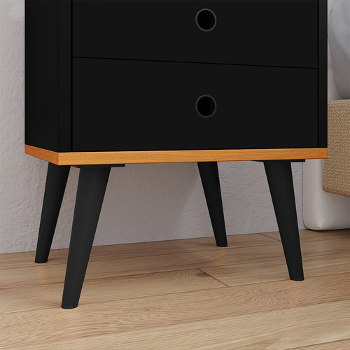 Kit 2 Mesas Cabeceira Criado Quarto Sapateira Vertical Luxo Acabamento Fosco Cor Preto/cinamomo