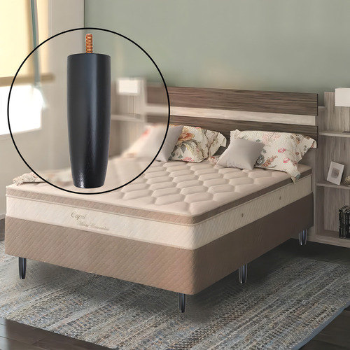Pé Para Cama Colchão Box Baú Casal Ou Solteiro 12cm
